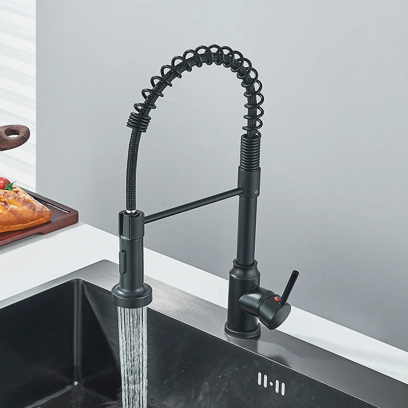 Rozin Pull Down Kitchen Faucet Single Handle Hot Cold Water Mixer Tap 360 Swivel