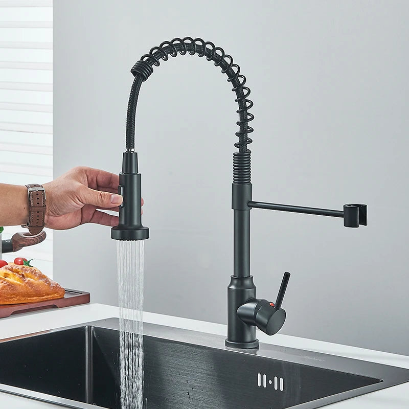 Rozin Pull Down Kitchen Faucet Single Handle Hot Cold Water Mixer Tap 360 Swivel