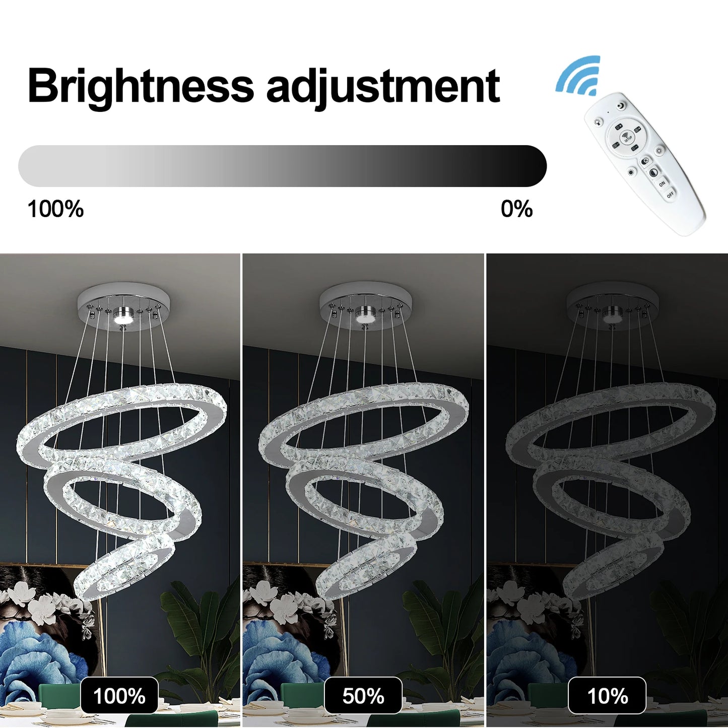 GreeLustr LED Crystal Ring Pendant Light Chandelier
