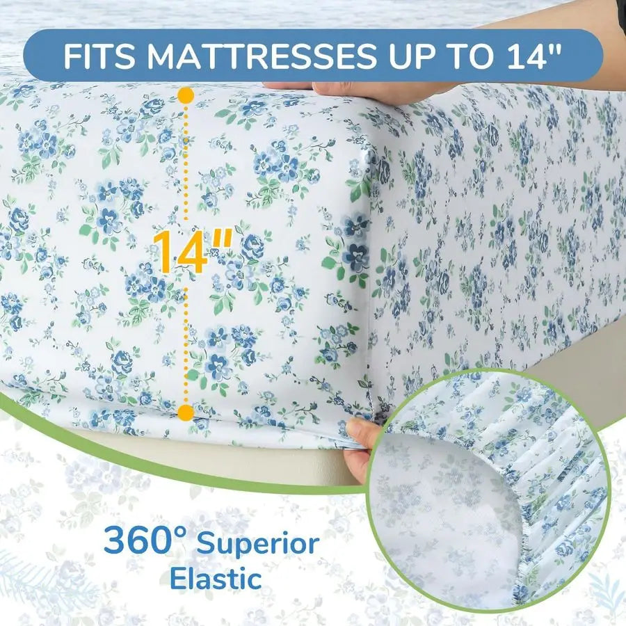 4 Piece Sheet Set With Deep Pocket Wrinkle Free Cooling