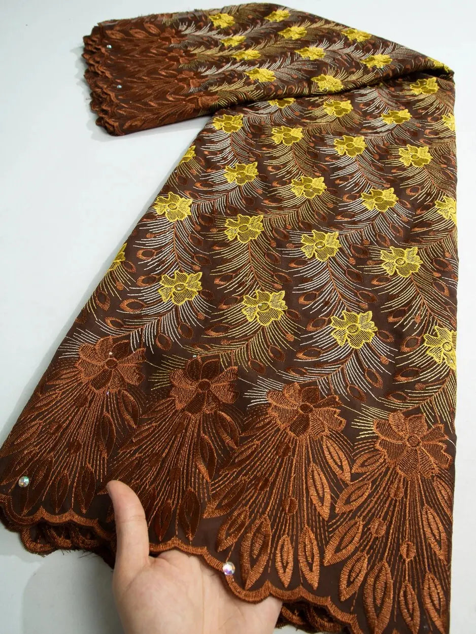 NONECN African Lace Embroidered Swiss Voile With Stones For Wedding