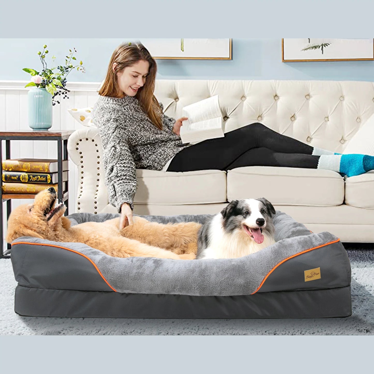 Bingopaw Dog Bed Anti Allergy Fleece Removable Washable Waterproof Cover