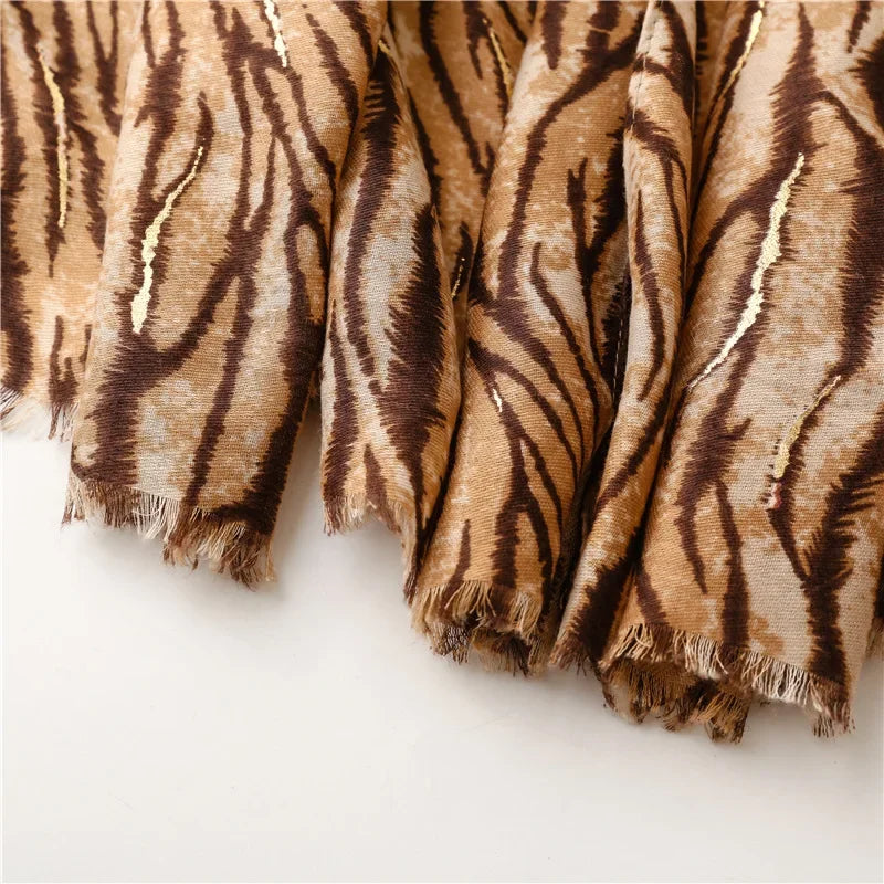Zebra Stripe Floral Viscose Shawl for Women