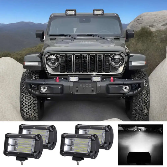 AUCD 4-Pack LED Flood Lights 12-24V for Vehicles and Boats