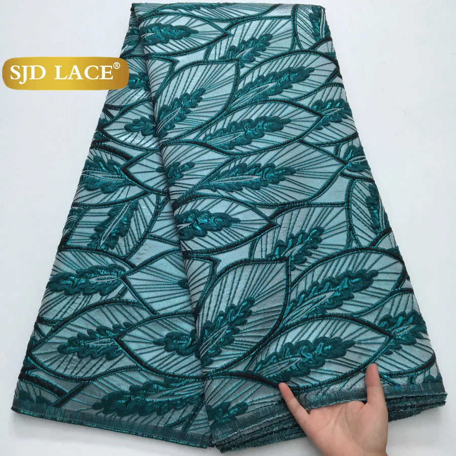 SJD LACA Nigerian Brocade Lace Damask Fabric For Women Dresses