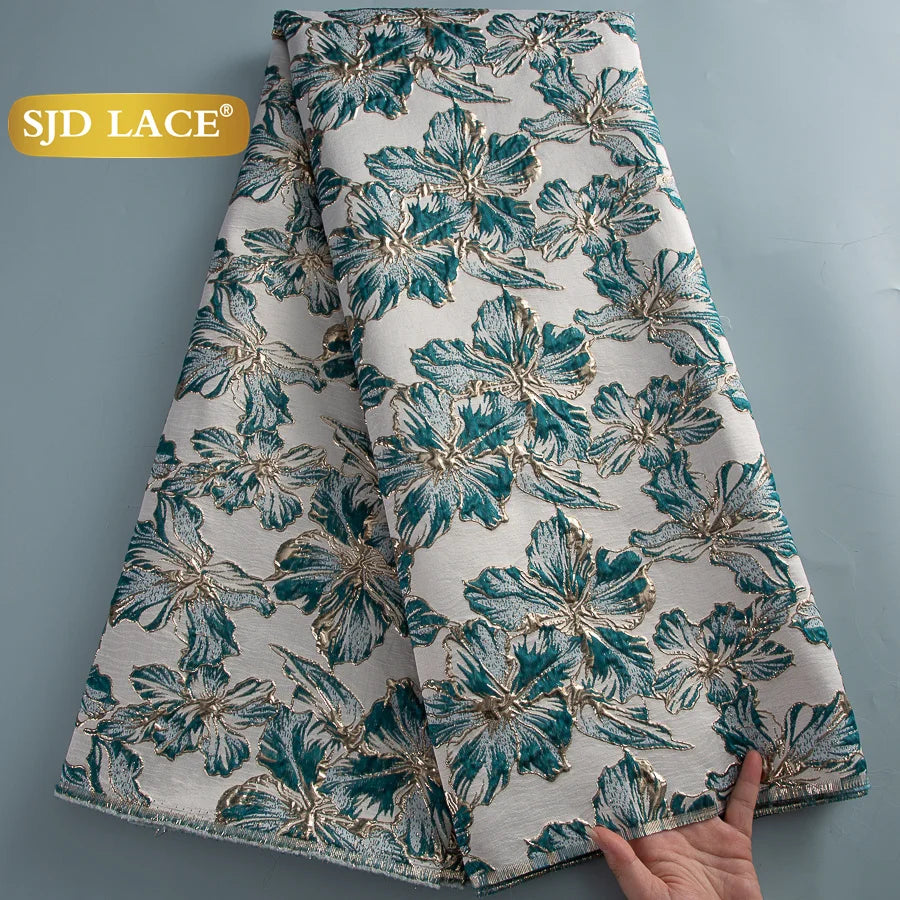 SJD LACA Nigerian Brocade Lace Damask Fabric For Women Dresses