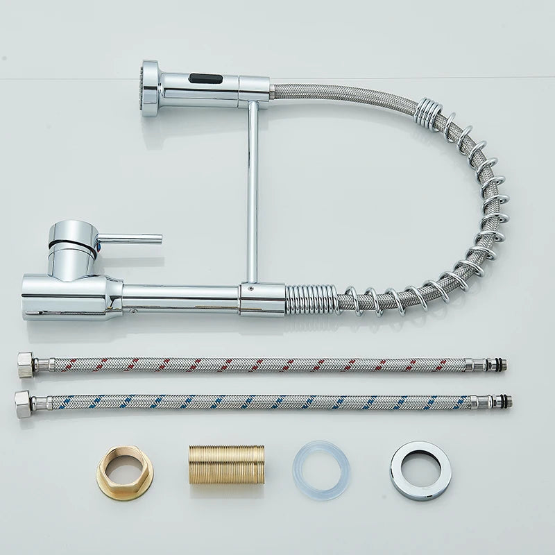 Rozin Pull Down Kitchen Faucet Single Handle Hot Cold Water Mixer Tap 360 Swivel