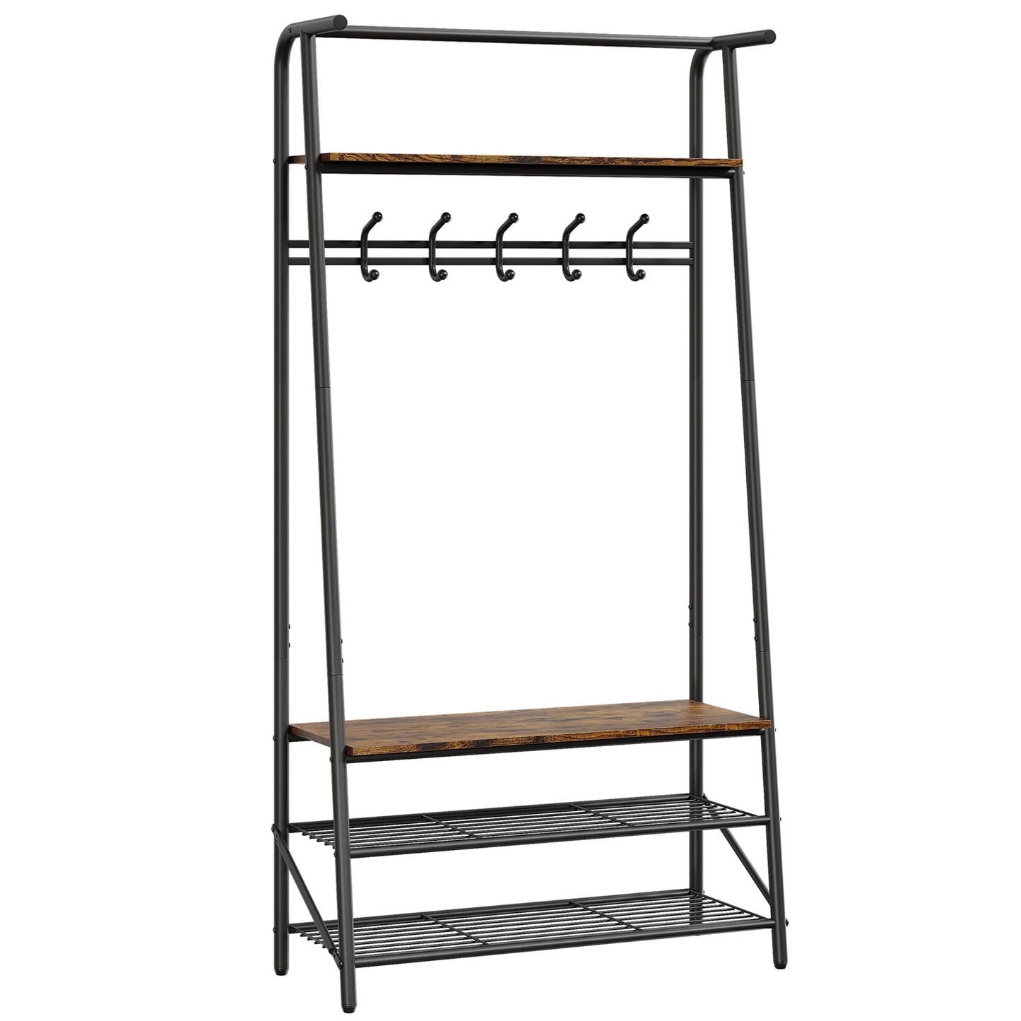 TWISTER.CK 4-in-1 Coat Rack Bench Hall Tree With Shoe Rack