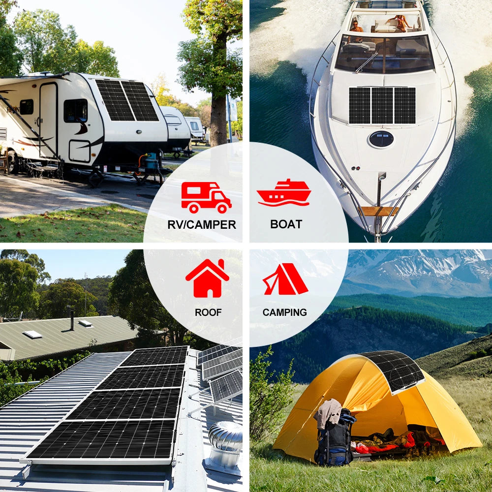 DOKIO Waterproof 100W Monocrystalline Flexible Solar Panel