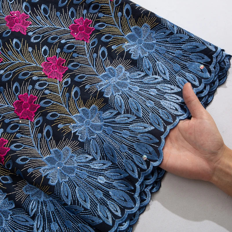 NONECN African Lace Embroidered Swiss Voile With Stones For Wedding