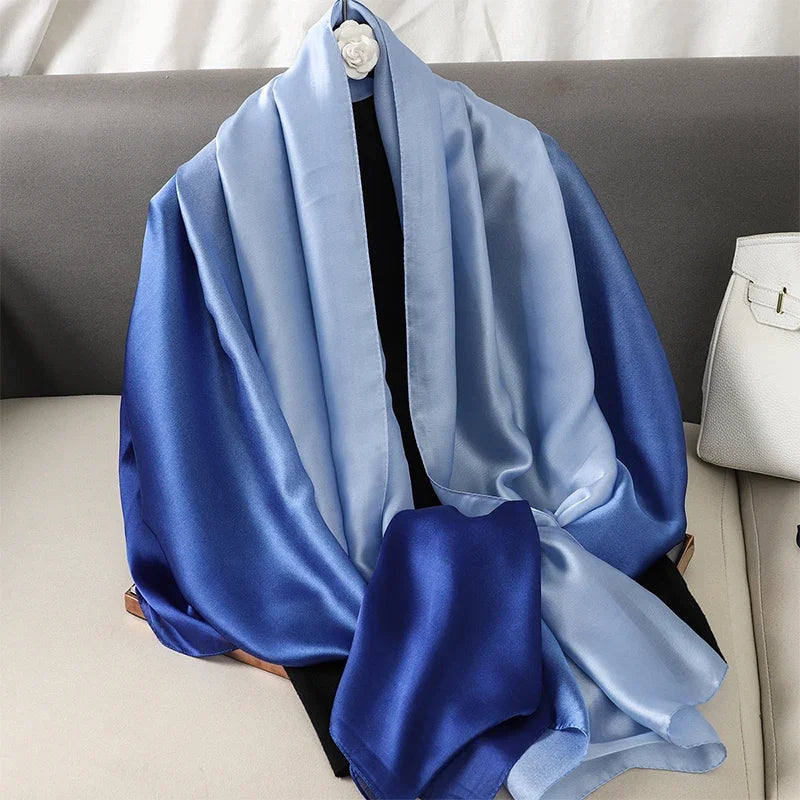 Gradient Silk Hijab Scarf For Women Wrap Shawl