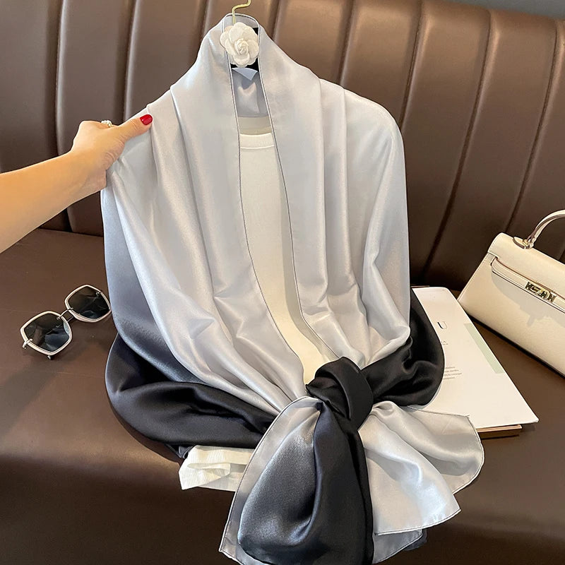 Gradient Silk Hijab Scarf For Women Wrap Shawl