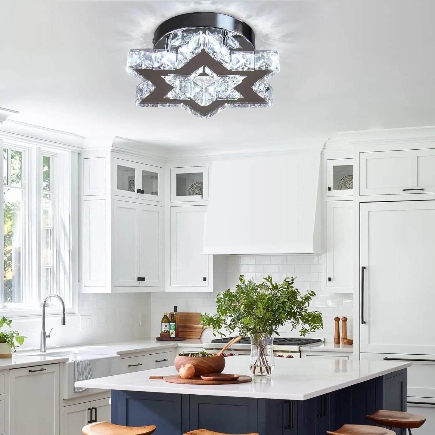 FRIXCHUR Crystal LED Chandelier Ceiling Light Fixture