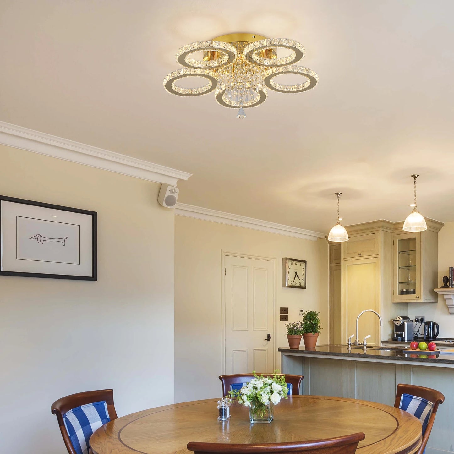 VETRULUS Modern Led Crystal Chandelier Ceiling Light