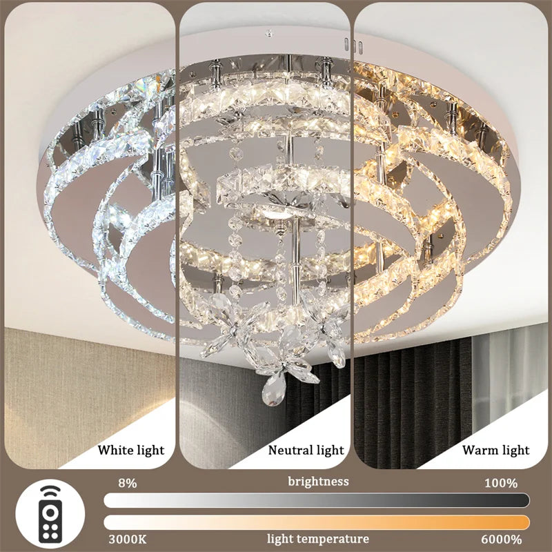 GreeLustr Crystal LED Ceiling Chandelier For Living Dining Room