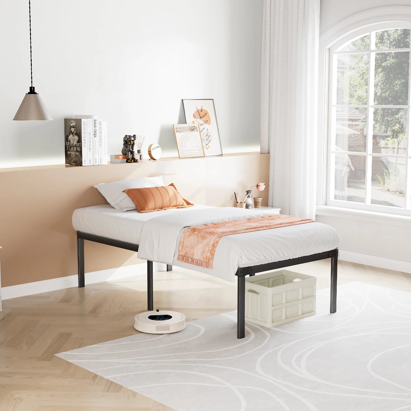 JHK Metal Bed Frame With Slat Support