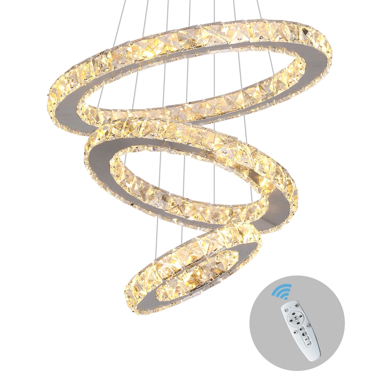 GreeLustr LED Crystal Ring Pendant Light Chandelier