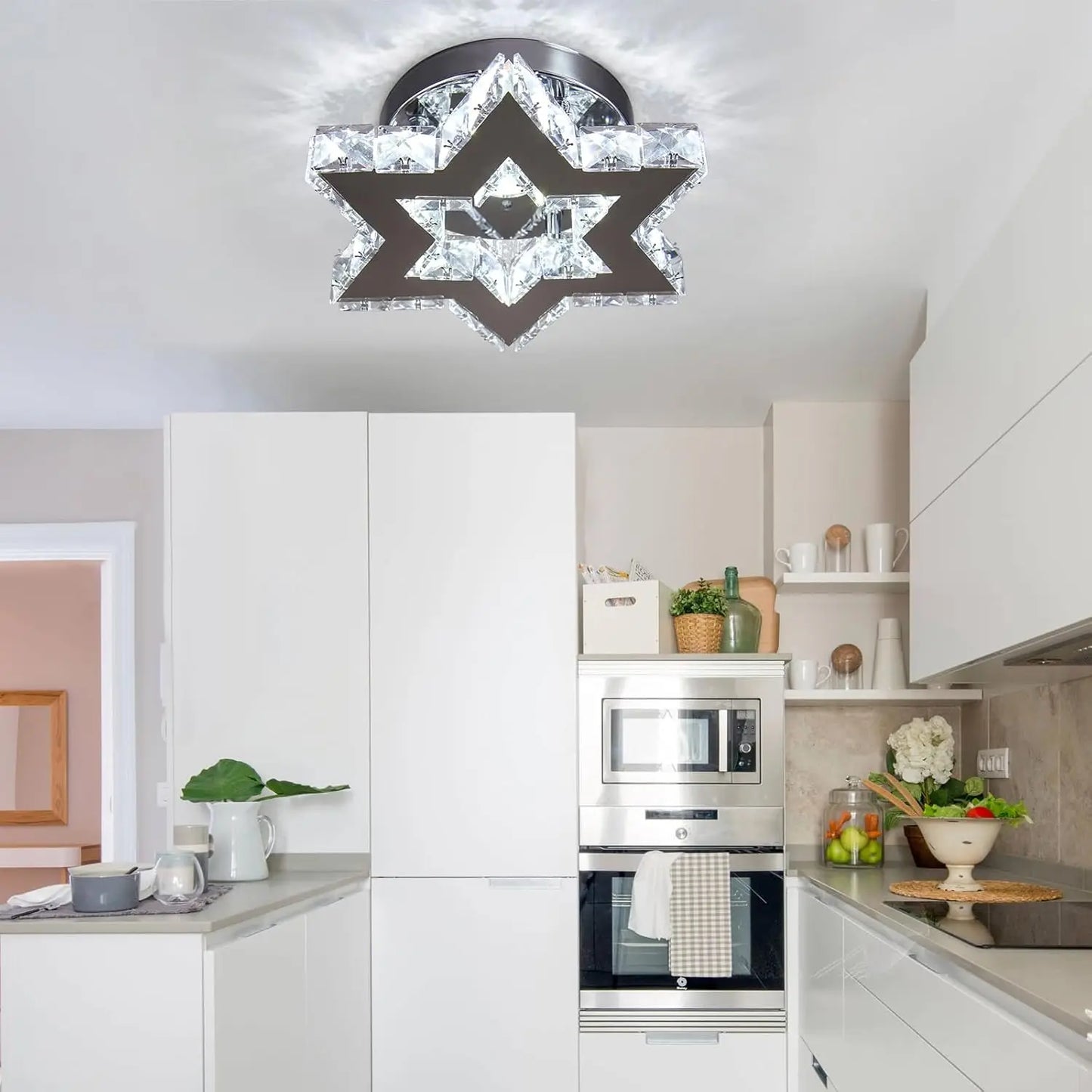 FRIXCHUR Crystal LED Chandelier Ceiling Light Fixture