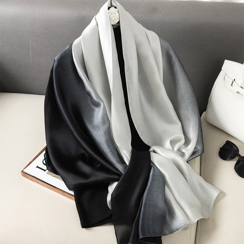 Gradient Silk Hijab Scarf For Women Wrap Shawl
