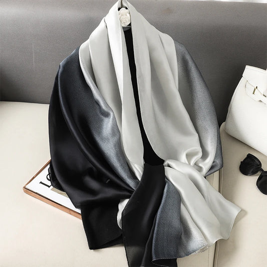 Gradient Silk Hijab Scarf For Women Wrap Shawl