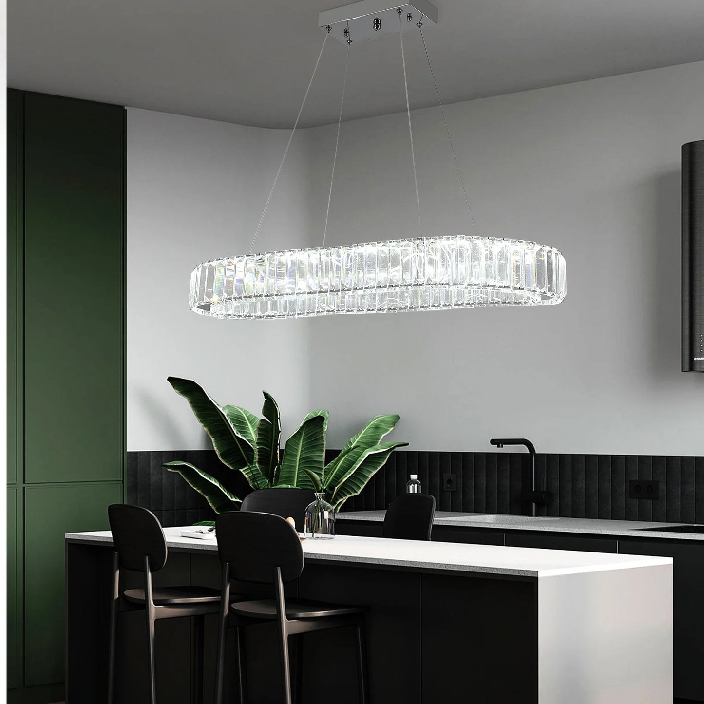 VETRULUS Modern Luxury Crystal Oval LED Chandelier Ceiling Light