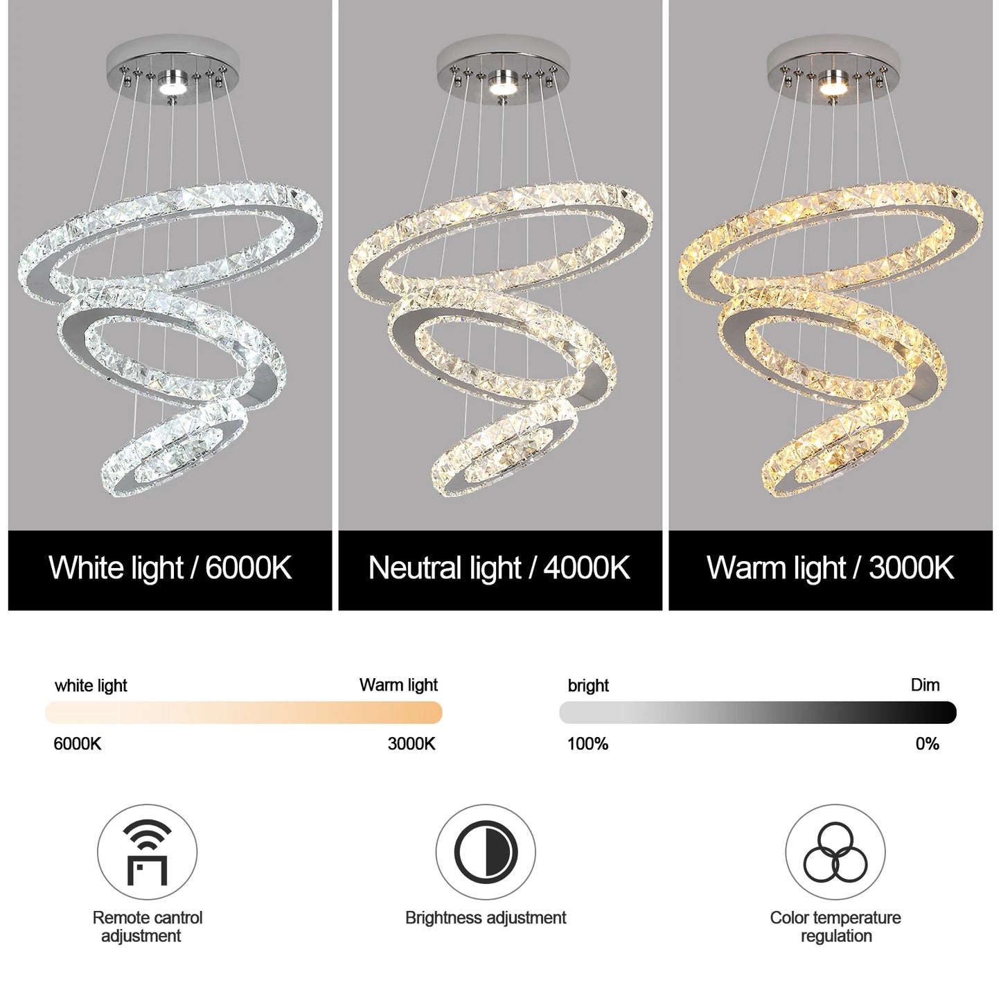 GreeLustr LED Crystal Ring Pendant Light Chandelier