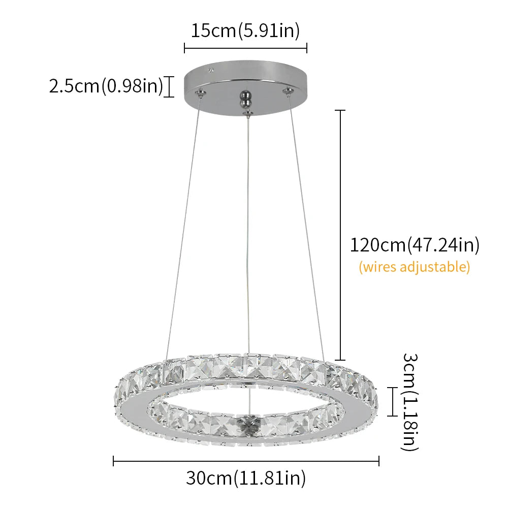 GreeLustr LED Crystal Ring Pendant Light Chandelier