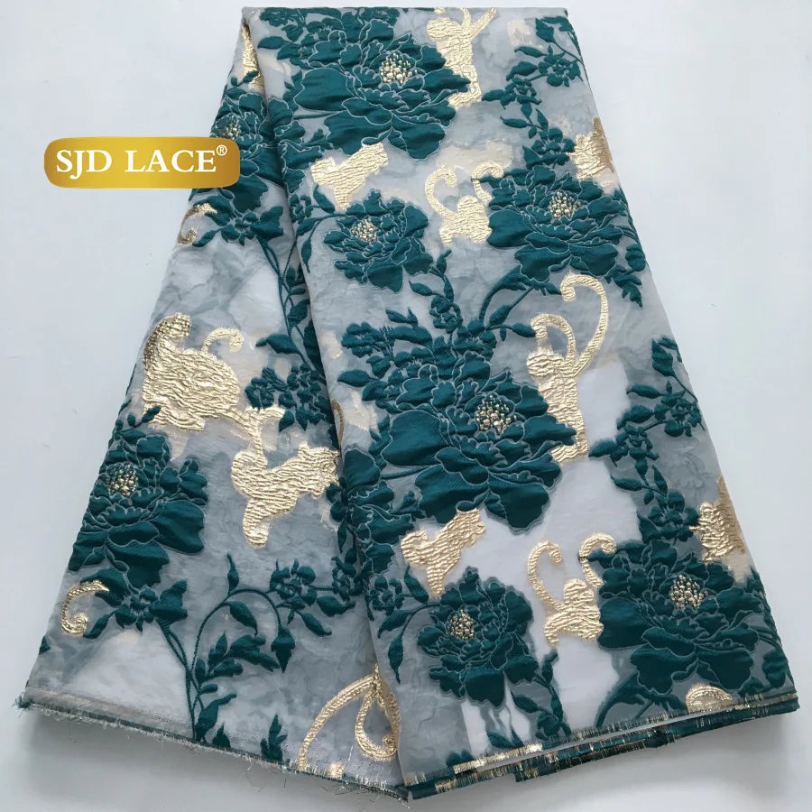 SJD LACA Nigerian Brocade Lace Damask Fabric For Women Dresses