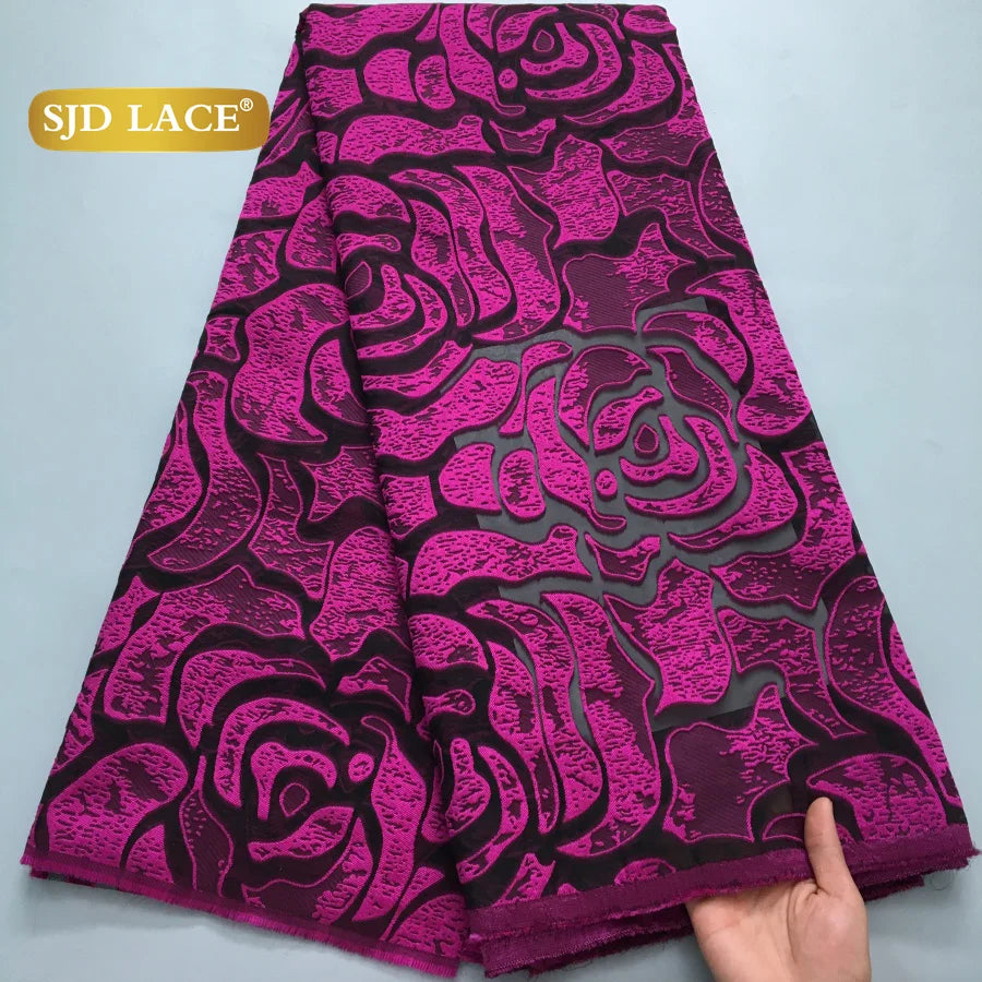 SJD LACA Nigerian Brocade Lace Damask Fabric For Women Dresses