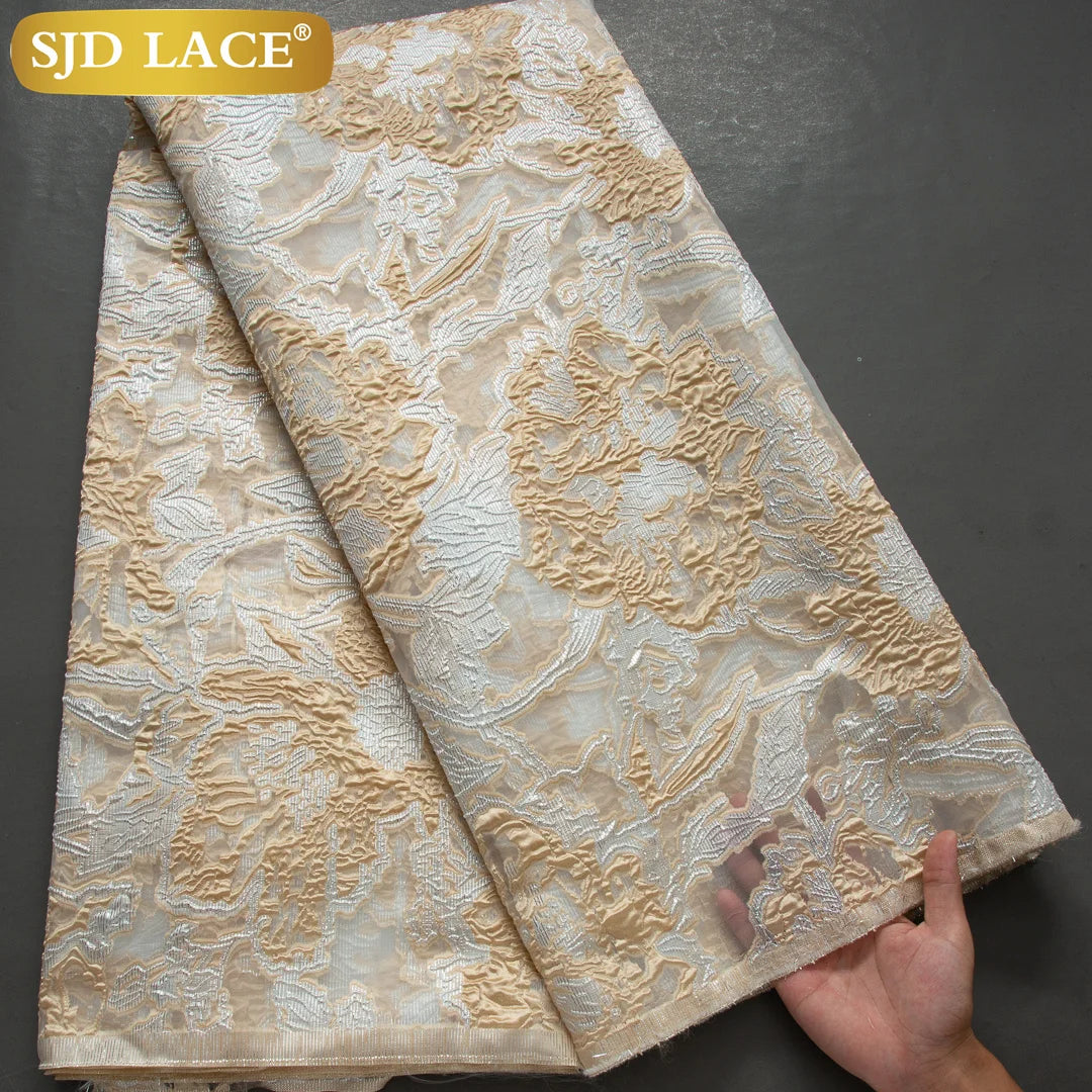 SJD LACA Nigerian Brocade Lace Damask Fabric For Women Dresses