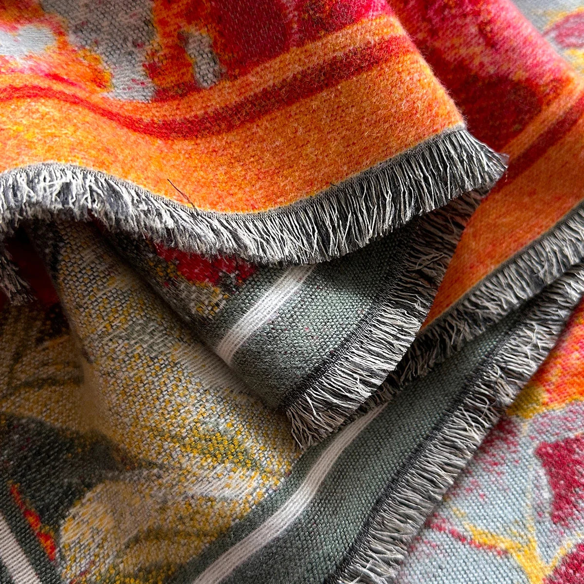 Winter Floral Jacquard Shawl Wrap For Women Warm Polyester Scarf
