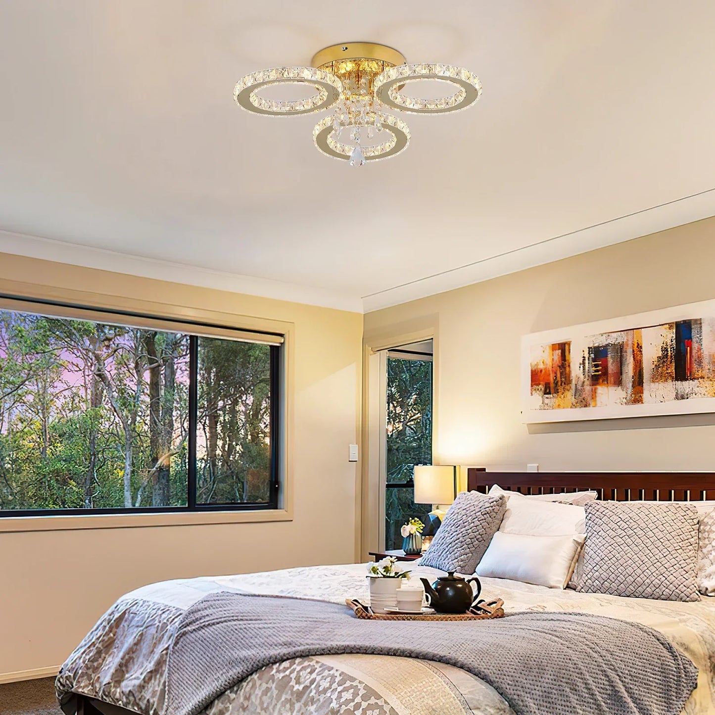 VETRULUS Modern Led Crystal Chandelier Ceiling Light