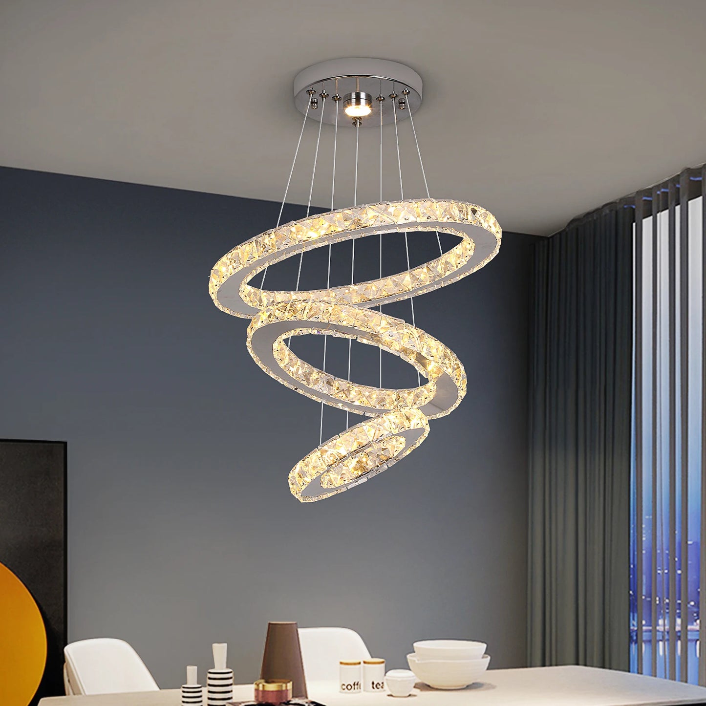 GreeLustr LED Crystal Ring Pendant Light Chandelier