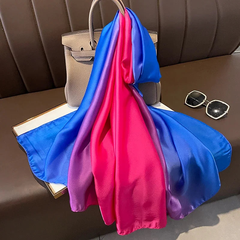 Gradient Silk Hijab Scarf For Women Wrap Shawl