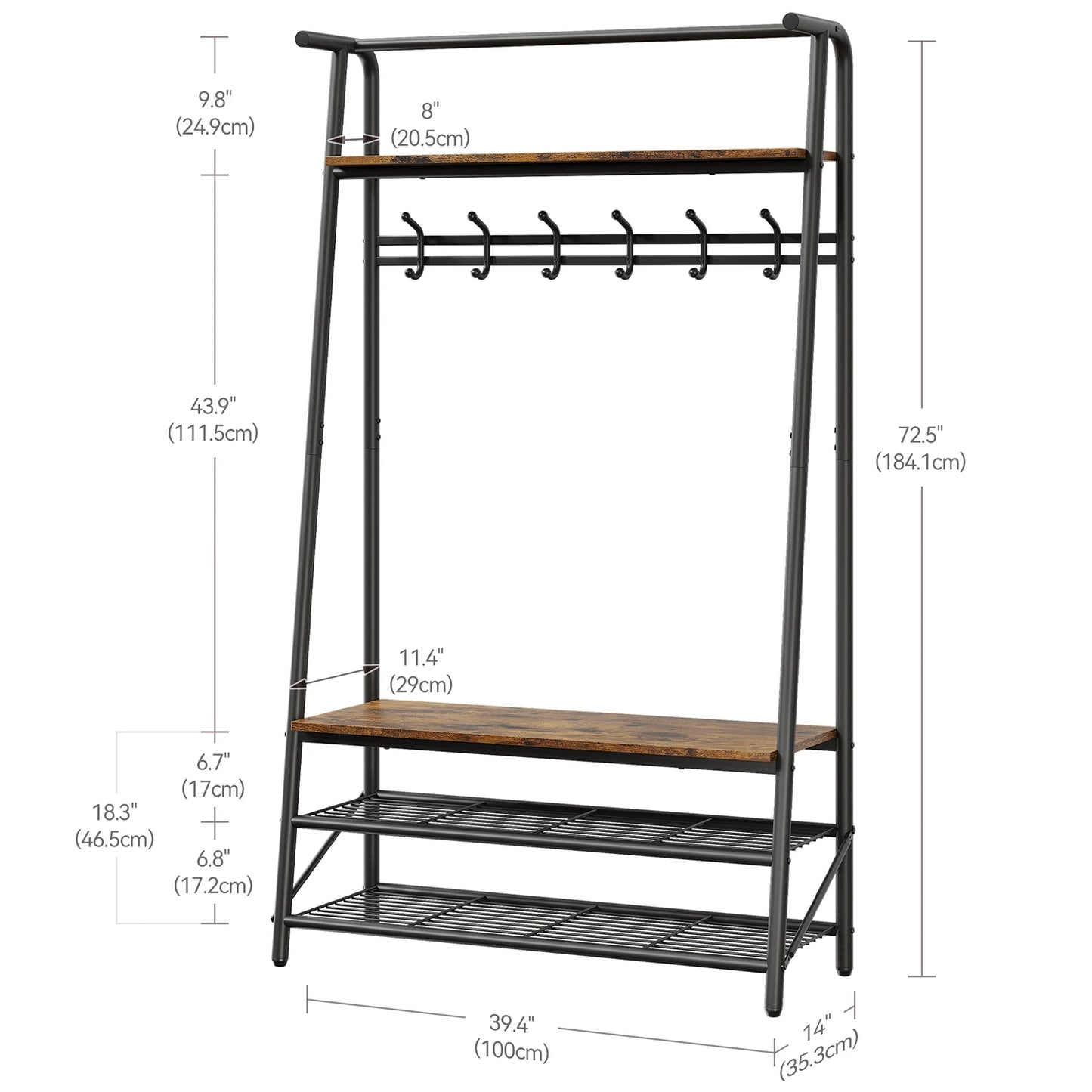 TWISTER.CK 4-in-1 Coat Rack Bench Hall Tree With Shoe Rack