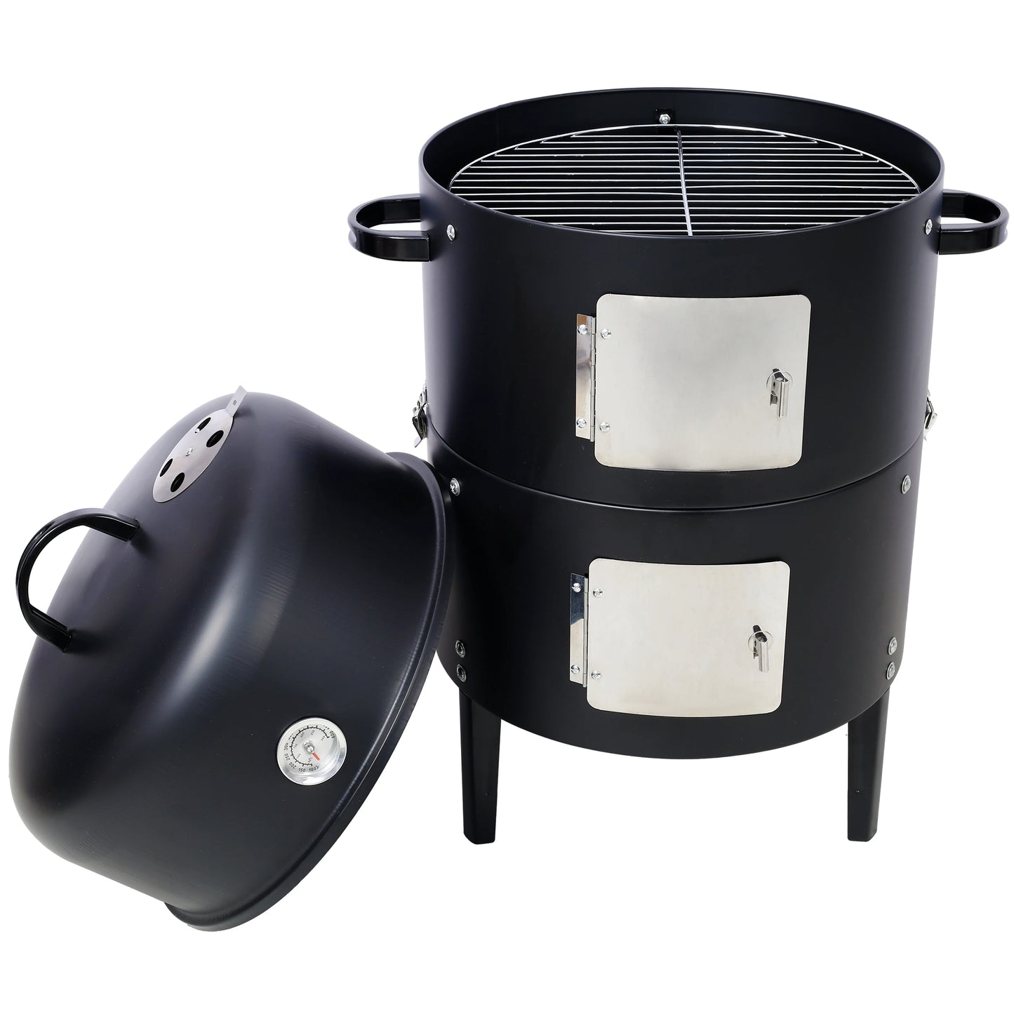 NONE Steel Charcoal Smoker Heavy Duty Round BBQ Grill