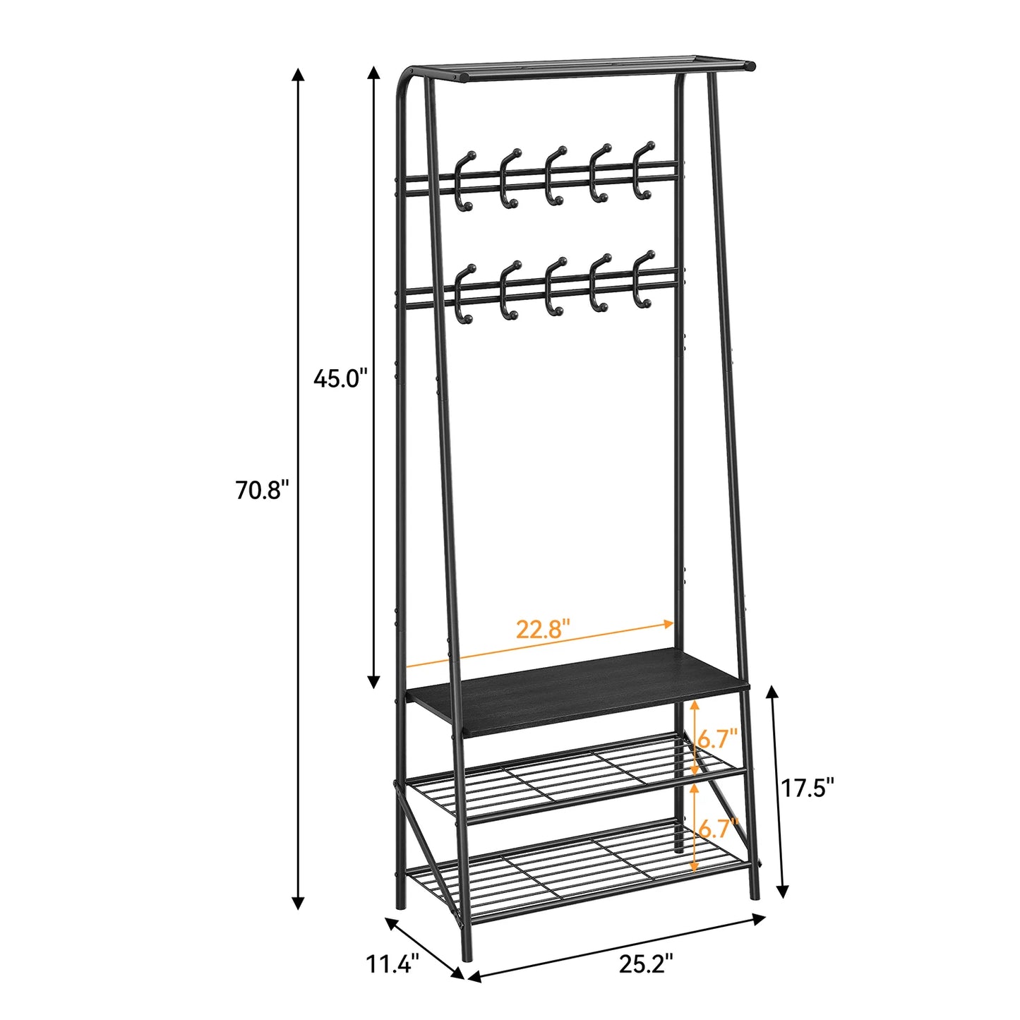 TWISTER.CK 4-in-1 Coat Rack Bench Hall Tree With Shoe Rack