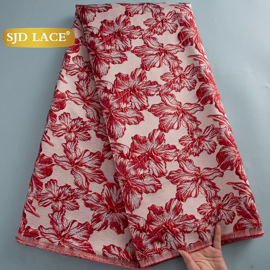 SJD LACA Nigerian Brocade Lace Damask Fabric For Women Dresses