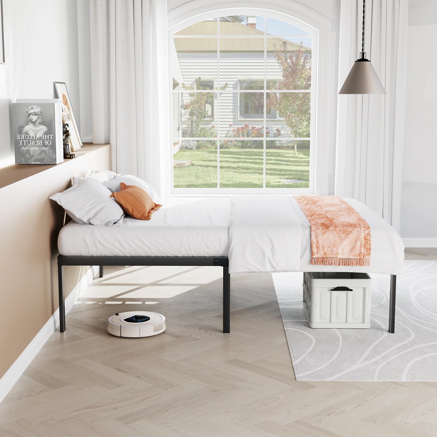 JHK Metal Bed Frame With Slat Support