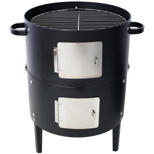 NONE Steel Charcoal Smoker Heavy Duty Round BBQ Grill