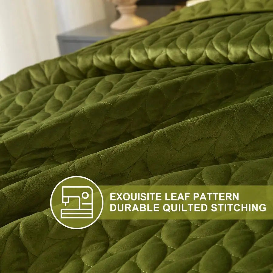 Velvet Quilt Set Lightweight 3 Piece Bedding For All Season