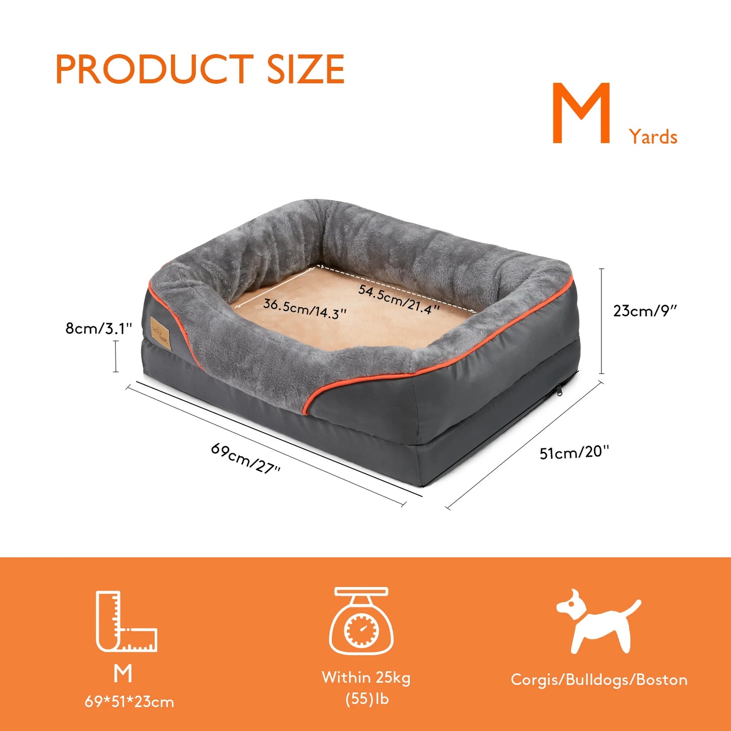 BINGOPAWCN Orthopedic Foam Dog Bed With Removable Cover