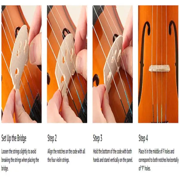Solid Wood Violin Set With Case Bow Rosin For Beginners