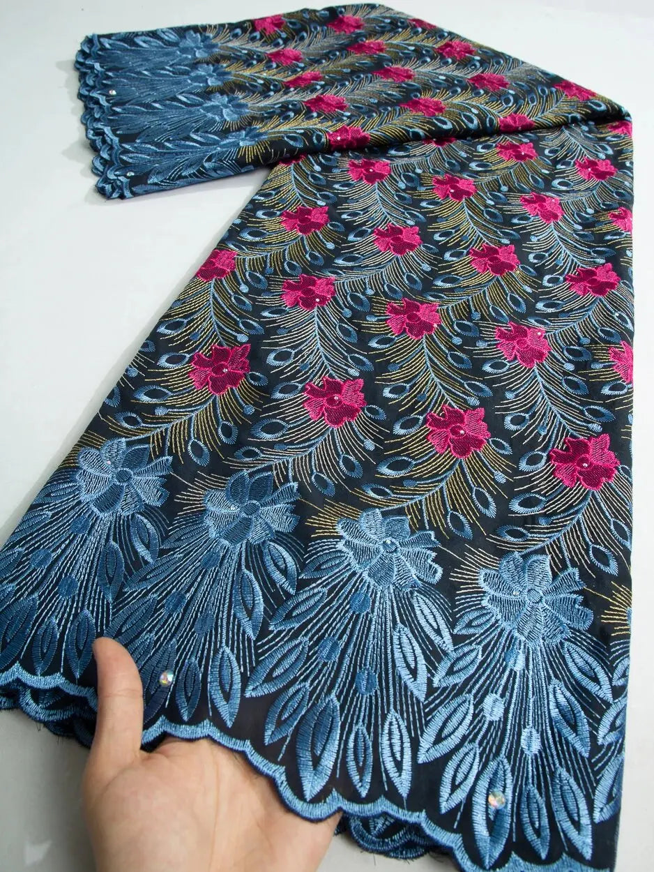 NONECN African Lace Embroidered Swiss Voile With Stones For Wedding