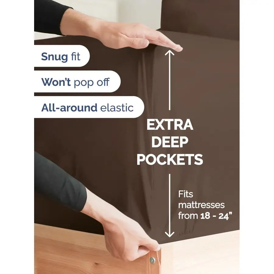 Deep Pocket Sheet Set 4 Piece Breathable Cooling Comfort