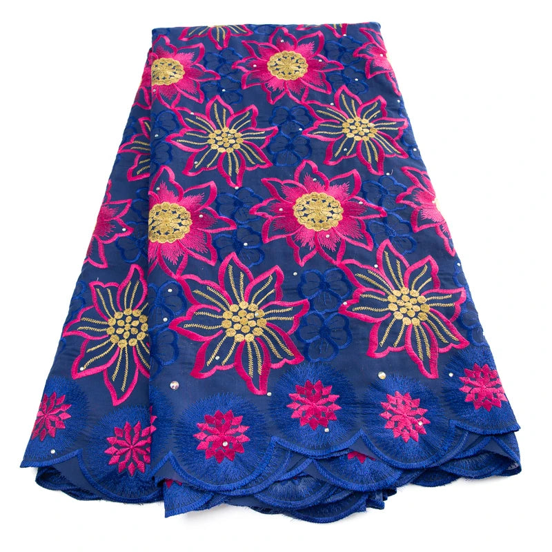 African Lace Fabric With Stones Swiss Voile Polyester