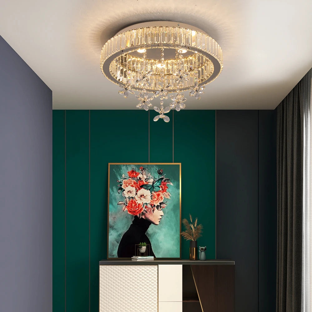 VETRULUS Crystal LED Ceiling Lamp Modern Chandelier Pendant Light