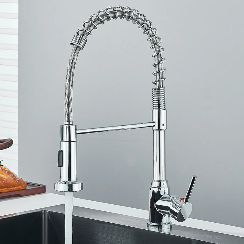 Rozin Pull Down Kitchen Faucet Single Handle Hot Cold Water Mixer Tap 360 Swivel