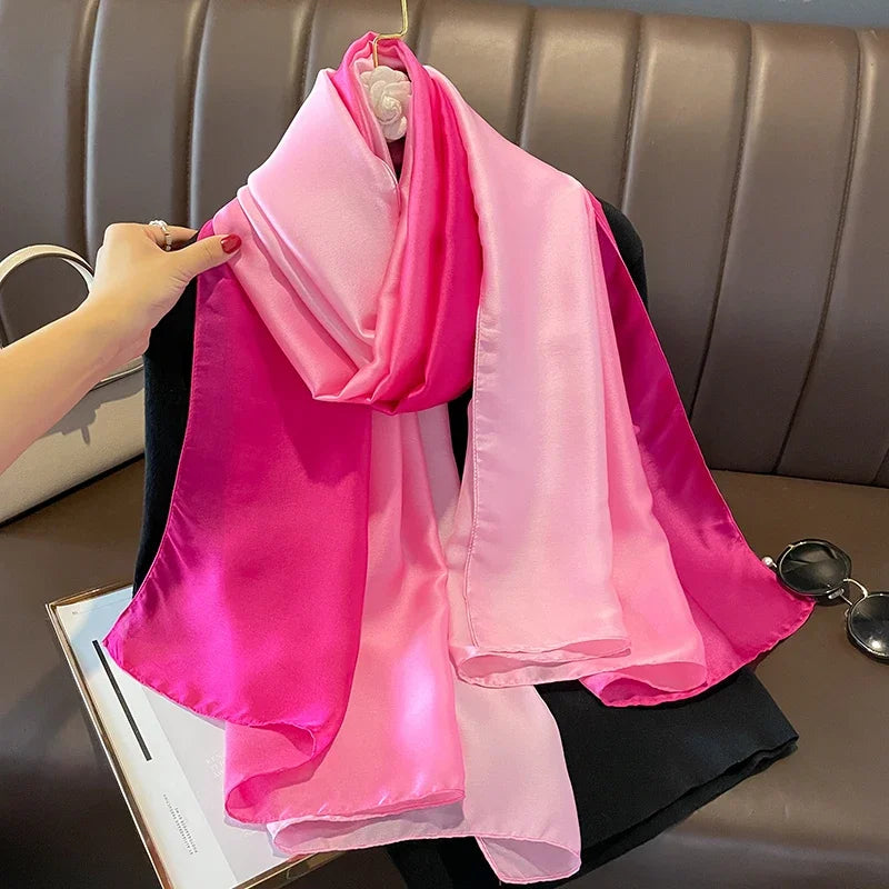Gradient Silk Hijab Scarf For Women Wrap Shawl