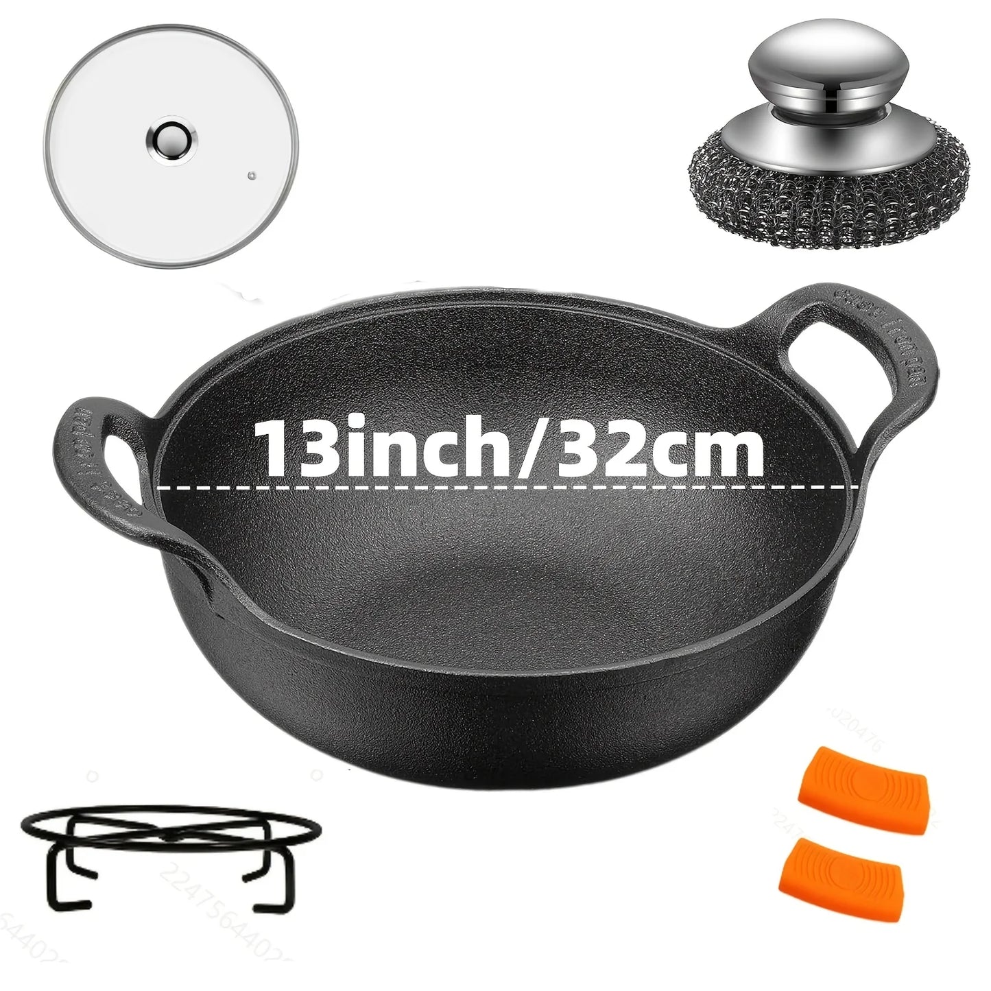 AEDG Cast Iron Skillet Set 3 Piece Preseasoned Pans